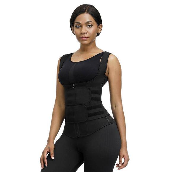 Latex Waist Trainer Vest - Double Compression Straps with Supportive Zipper! - UptownFab™