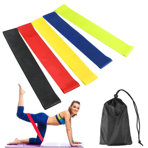 5 Pack Resistance Band Loop Workout Set with Gym Carry Bag - Progression Strength Levels - UptownFab™